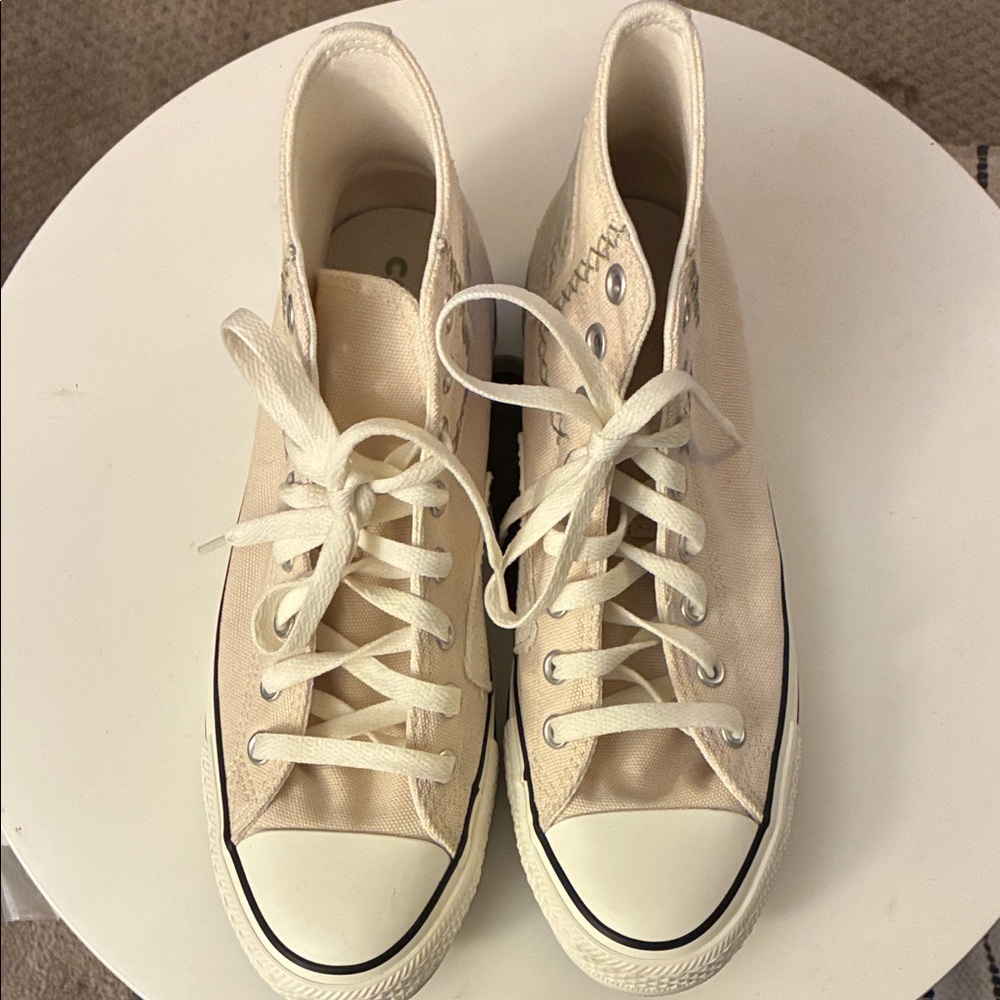 Classic Canvas High-Top Sneakers in Cream - unisex